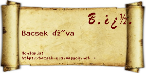 Bacsek Éva névjegykártya
