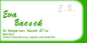 eva bacsek business card